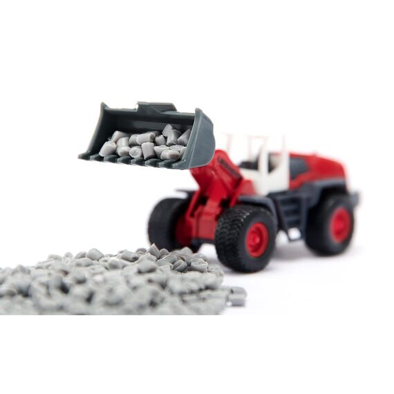 siku 6329, Geschenkset Straßenbau, Muldenkipper, Liebherr Radlader, Straßenwalze, Bewegliche Teile, Inkl. Granulat