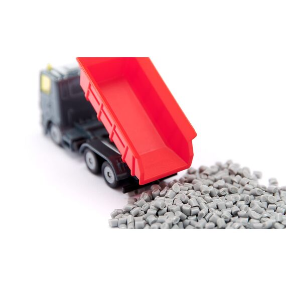 siku 6329, Geschenkset Straßenbau, Muldenkipper, Liebherr Radlader, Straßenwalze, Bewegliche Teile, Inkl. Granulat