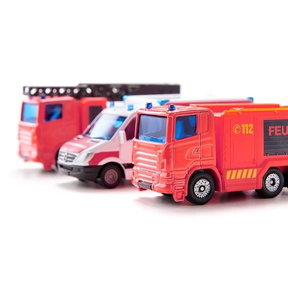 Siku 6326, Notruf-Set, Metall/Kunststoff, Rot/Weiß, Spielkombination, Bewegliche Teile