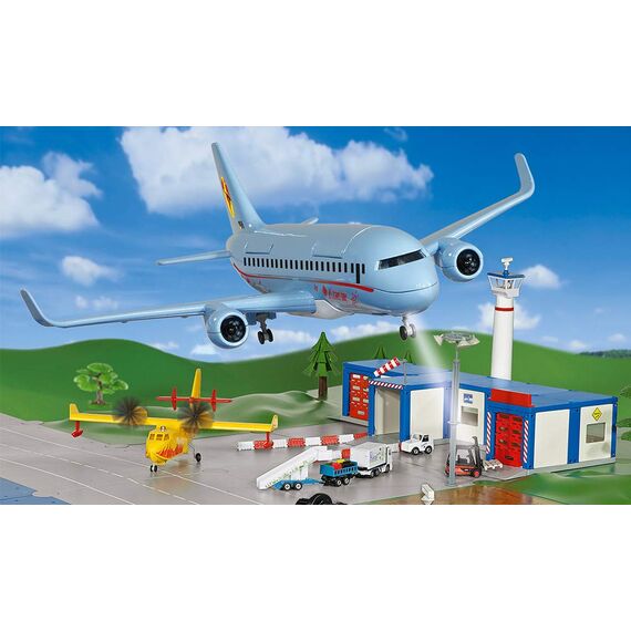 siku 5402, Verkehrsflugzeug mit Zubehör, Kunststoff, Hellblau, Viele Funktionen, Kombinierbar mit siku-Modellen in unterschiedlichen Maßstäben