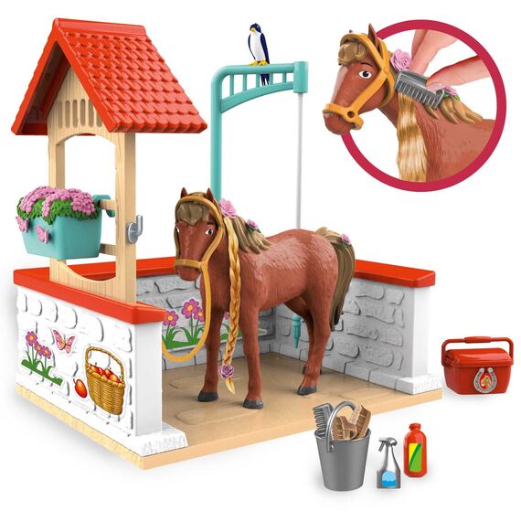 Craze Bibi und Tina Spielzeug Reiterhof Waschplatz Kinder Spielset mit Spielfiguren Bibi und Tina Figuren Spielzeug ab 3 Jahre Martinshof Washing Amadeus 20975