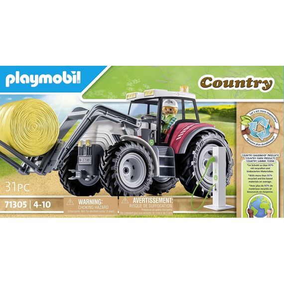 PLAYMOBIL Country 71305 Großer Traktor, elektrobetriebener Traktor mit aufklappbarem Dach und E-Ladesäule, Spielzeug für Kinder ab 4 Jahren