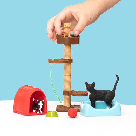 SCHLEICH 42501 Spielspaß für niedliche Katzen, für Kinder ab 3+ Jahren, Farm World - Spielset