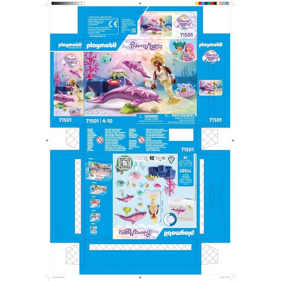 PLAYMOBIL Princess Magic 71501 Meerjungfrau mit Delfinen, liebevolle Pflege der Delfinmama und ihres Babys, mit vielseitigem Zubehör, detailreiches Spielzeug für Kinder ab 4 Jahren