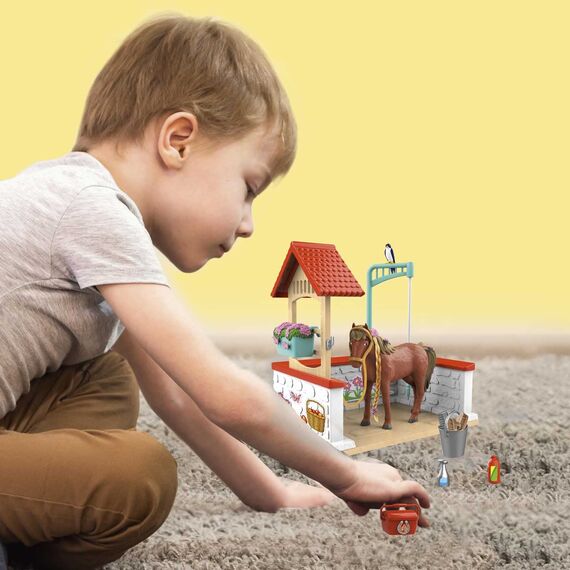 Craze Bibi und Tina Spielzeug Reiterhof Waschplatz Kinder Spielset mit Spielfiguren Bibi und Tina Figuren Spielzeug ab 3 Jahre Martinshof Washing Amadeus 20975
