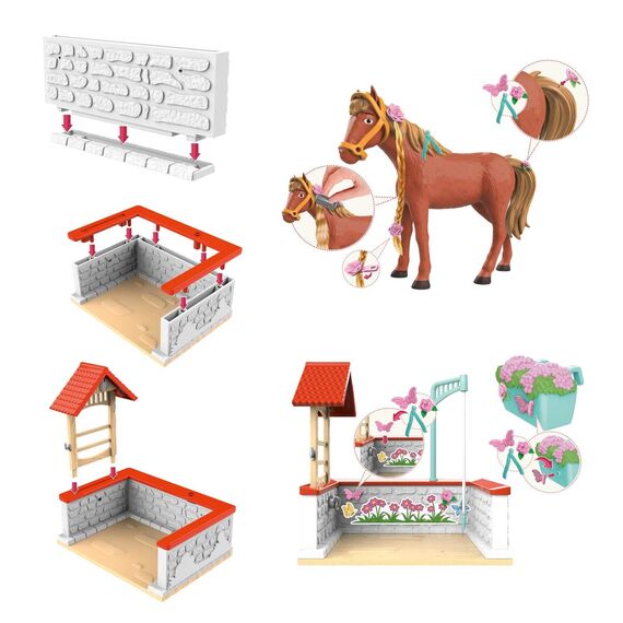Craze Bibi und Tina Spielzeug Reiterhof Waschplatz Kinder Spielset mit Spielfiguren Bibi und Tina Figuren Spielzeug ab 3 Jahre Martinshof Washing Amadeus 20975