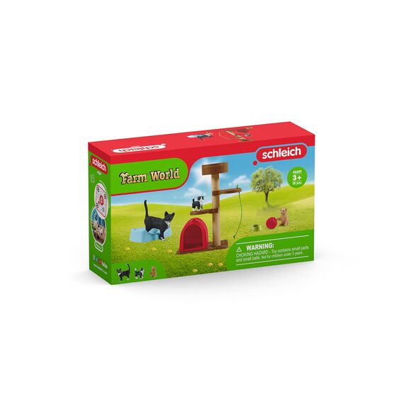 SCHLEICH 42501 Spielspaß für niedliche Katzen, für Kinder ab 3+ Jahren, Farm World - Spielset