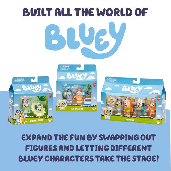 BlueY Blueys Feier zu Hause; Blueys Geburtstagsfeier; mit 11 Möbel-Spielzeugen, Zubehörteilen und Einer exklusiven Figur (6,3 cm); Haus feierlich dekorieren