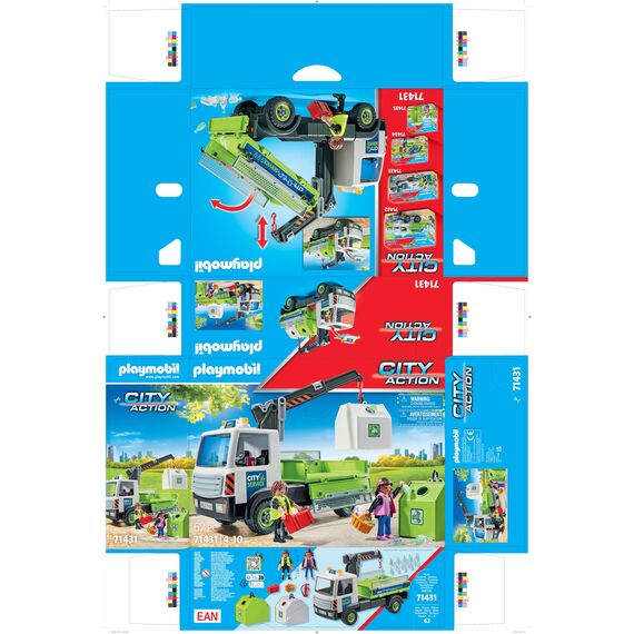 PLAYMOBIL City Action 71431 Altglas-LKW mit Container, Stadtreinigung, Altglascontainer, LKW-Fahrer und zahlreiche Flaschen, hochklappbare Ladefläche zum Entladen, Spielzeug für Kinder ab 4 Jahren