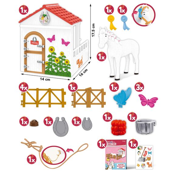 Craze Bibi und Tina Spielzeug Pferde Spielset Playset Horse Box Sabrina Pferdefiguren Spielfiguren inkl. Zubehör Bauernhof Spielzeug Pferde Mädchen Geschenk 19306