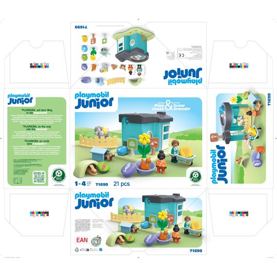 PLAYMOBIL JUNIOR | Tierpension mit Futterspender | nachhaltiges Spielzeug aus biobasierten Kunststoffen | für Kinder ab 1 Jahr | 71690