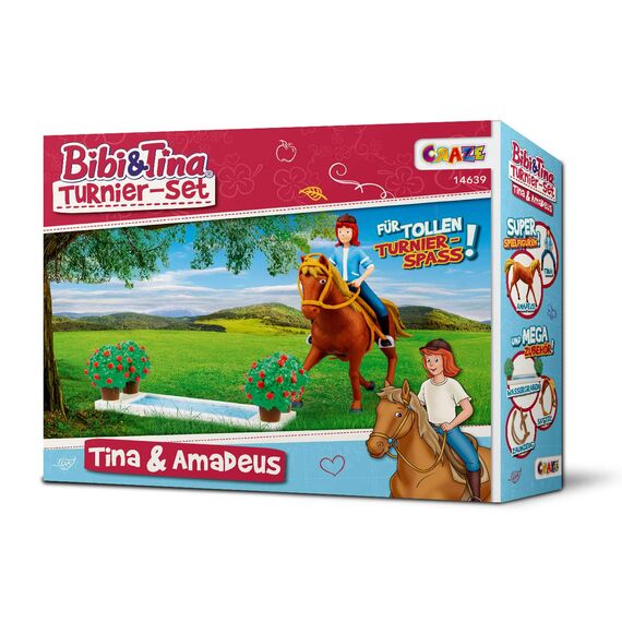 CRAZE BIBI & TINA Turnier-Set Spielfiguren Pferdefiguren Tina und Amadeus mit Zubehör Spielzeug 14639