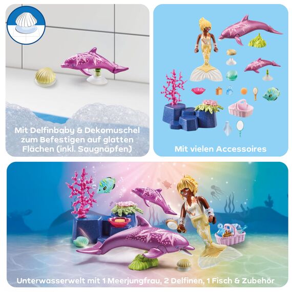 PLAYMOBIL Princess Magic 71501 Meerjungfrau mit Delfinen, liebevolle Pflege der Delfinmama und ihres Babys, mit vielseitigem Zubehör, detailreiches Spielzeug für Kinder ab 4 Jahren