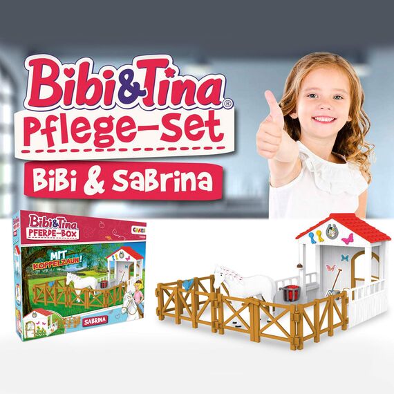 Craze Bibi und Tina Spielzeug Pferde Spielset Playset Horse Box Sabrina Pferdefiguren Spielfiguren inkl. Zubehör Bauernhof Spielzeug Pferde Mädchen Geschenk 19306