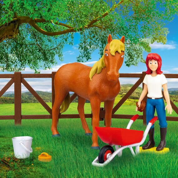 Craze Bibi und Tina Spielzeug Pflege Set TINA & AMADEUS - Pferde Spielzeug Pflegeset inkl. Pferde Zubehör , Martinshof Spielfiguren , Spiele ab 3 Jahre 14134