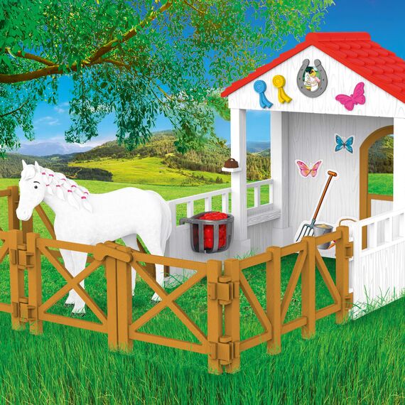 Craze Bibi und Tina Spielzeug Pferde Spielset Playset Horse Box Sabrina Pferdefiguren Spielfiguren inkl. Zubehör Bauernhof Spielzeug Pferde Mädchen Geschenk 19306