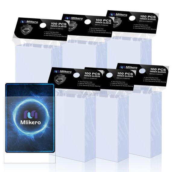 Mlikero 600 Kartenhüllen, Perfekt Passende Innenhüllen, Ideal für Doppelhüllen, Karten Hüllen Sleeves Sammelkartenhüllen Kompatibel Mit MTG, TCG, Fußballkarten, Sportkarten, 64 x 89 mm