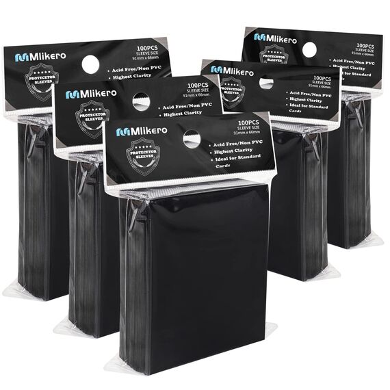 Mlikero 500 Stück Weiche Sammelkartenhüllen, 66 x 91 mm Standardgröße Sammelkarten Karten Hüllen, Perfekte Passform fit für Sammelkarten, Sportkarten (Schwarz)