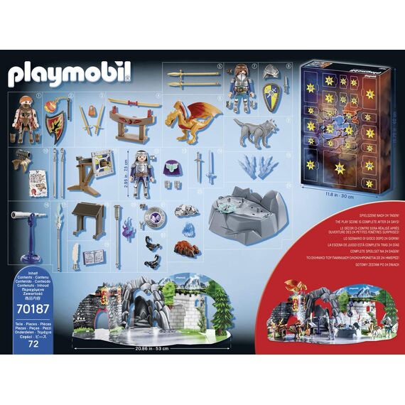 PLAYMOBIL Adventskalender 70187 Kampf um den magischen Stein, Fr Kinder von 5-10 Jahren