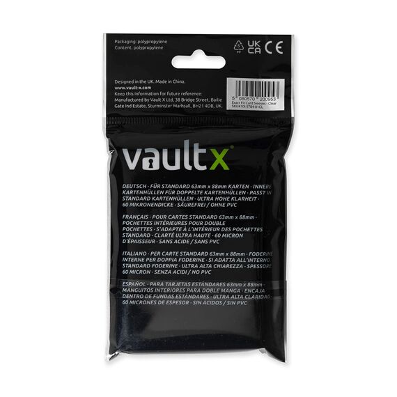 Vault X Perfect Fit Kartenhüllen, Weich, Hochtransparent, Innere Hüllen mit Perfektem Sitz, Für Sammelkartenspiele, Sportkarten, TCG (200er Pack)