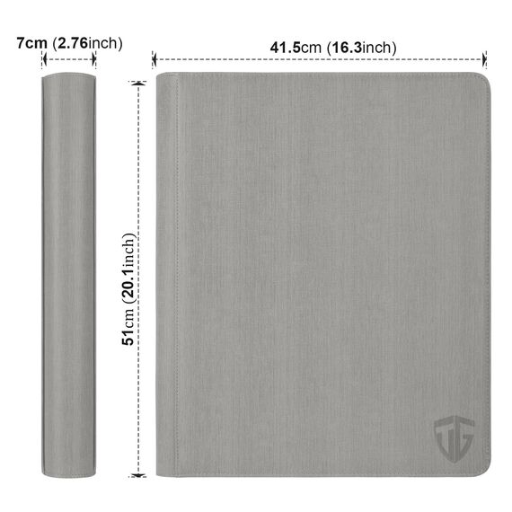 TCGUARD Toploader Sammelkarten Album für 640, 16 Fächer Card Binder mit Hüllen für 3"x4" Rigid Toploader, Trading Card Binder für TCG, MTG-Karten, Kartensammelalben, Grau
