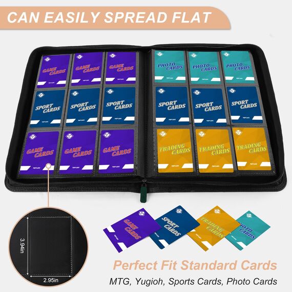 Kartenbinder für Trading Card 9 Pocket,Zip MTG Kartenbinder mit 432 Side Loading Pocket,Kartenalbum passend für TCG Baseball Football Sports Card,Einfaches Einlegen von Karten-Sammelbindern