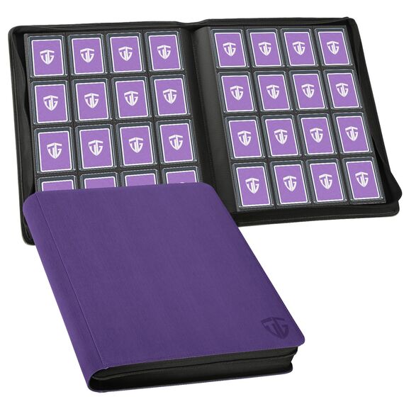 TCGUARD Toploader Sammelkarten Album für 640, 16 Fächer Card Binder mit Hüllen für 3"x4" Rigid Toploader, Trading Card Binder für TCG, MTG-Karten, Kartensammelalben, Lila