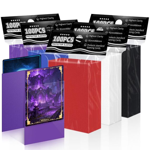Mlikero 500 Stück Kartenhüllen, 5 Farben Karten Hüllen Sleeves, Sammelkarten Hüllen Perfekte passend für MTG, Sammelkarten,Sportkarten, 66 x 91 mm