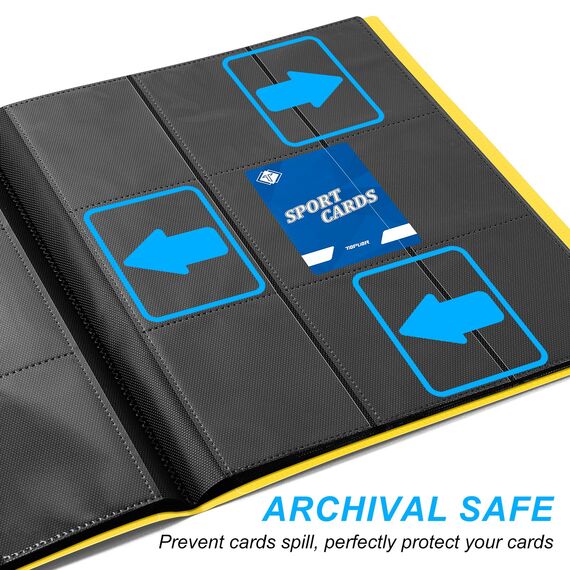 9 Taschen Kartenbinder für Trading Cards, Baseball Card Collection Binder mit 360 Seitentaschen Sportkartenbuch Kartenordner Kartenalbum Kartenhalter Fit für MTG Football Play Cards (Gelb)