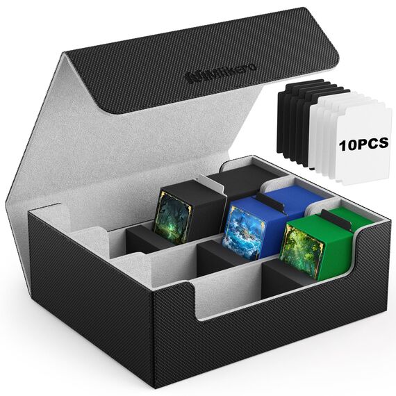 Mlikero Sammelkarten-Aufbewahrungsbox für 1800+ Karten, Magnetische Deck-Box passend für MTG und Sports Karten, Premium Sammelkarten Box Kartenbox mit 10 kompatiblen Kartenteilern