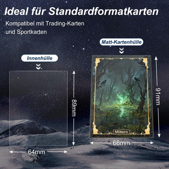 Mlikero 600 Kartenhüllen, Perfekt Passende Innenhüllen, Ideal für Doppelhüllen, Karten Hüllen Sleeves Sammelkartenhüllen Kompatibel Mit MTG, TCG, Fußballkarten, Sportkarten, 64 x 89 mm