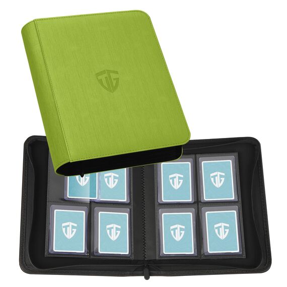 TCGUARD Toploader Sammelkarten Album für 112 Toploader, 4 Fächer TCG Binder mit Hüllen für 3"x4" Rigid Card, Trading Card Binder für TCG, MTG-Karten, Kartensammelalben(Grüner)