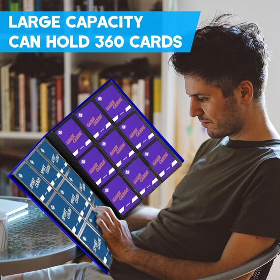 9 Taschen Kartenbinder für Trading Cards, Baseball Card Collection Binder mit 360 Seitentaschen Sportkartenbuch Kartenordner Kartenalbum Kartenhalter Fit für MTG Football Play Cards (Marineblau)