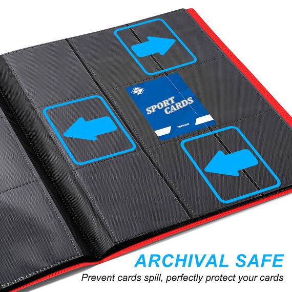 9 Taschen Kartenbinder für Trading Cards, Baseball Card Collection Binder mit 360 Seitentaschen Sportkartenbuch Kartenordner Kartenalbum Kartenhalter Fit für MTG Football Play Cards(Rot)