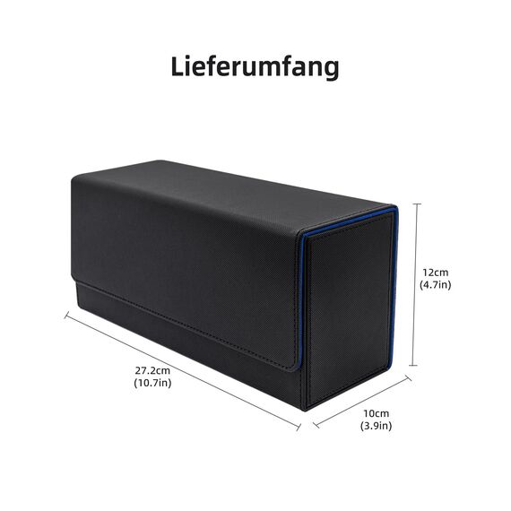 Tolesum Card Deck Box for MTG, Gathering Kartenbox für 580+ Ungesleevte Karten/ 35pt /130pt Sammelkarten Hüllen, PU Leder Magnetic Sammelkarten Box Kompatibel Magic Commander TCG Karten-Schwarz&Blau