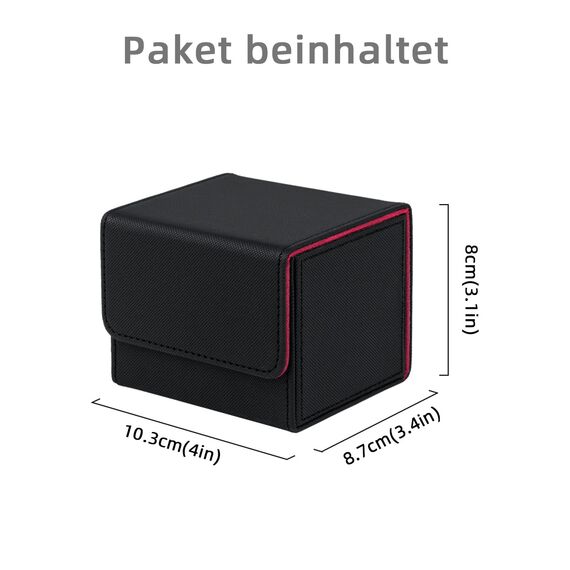Tolesum Card Deck Box for MTG, Gathering Kartenbox für 100+ Karten, PU Leder Starkes Magnetic Sammelkarten Box Kompatibel Magic Commander TCG Karten (Horizontal-Schwarz&Rot)