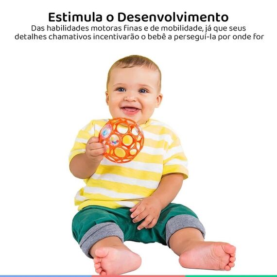 Bright Starts, Oball Rattle, Rot - Flexibles und leicht Greifbares Design, für Kinder Jeden Alters