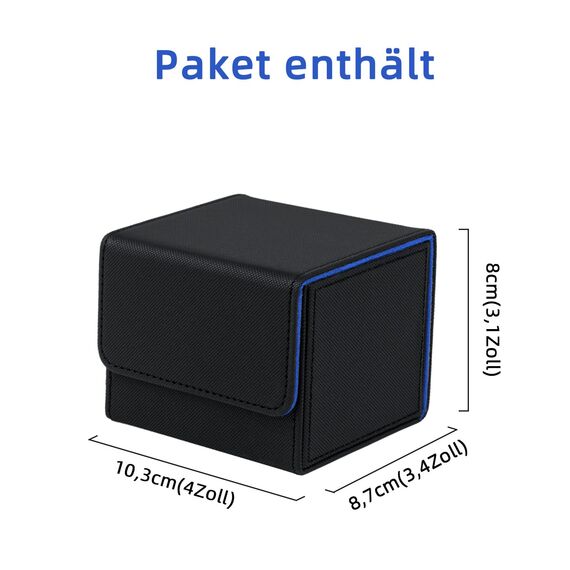 Tolesum Card Deck Box for MTG, Gathering Kartenbox für 100+ Karten, PU Leder Starkes Magnetic Sammelkarten Box Kompatibel Magic Commander TCG Karten (Horizontal-Schwarz und blau)