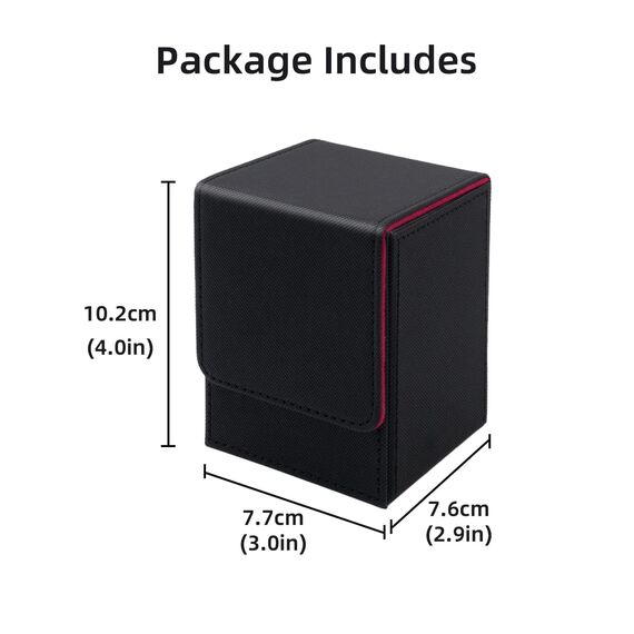 Tolesum Card Deck Box for MTG, Gathering Kartenbox für 100+ Karten, PU Leder Starkes Magnetic Sammelkarten Box Kompatibel Magic Commander TCG Karten (Vertikal-Schwarz und Rot)