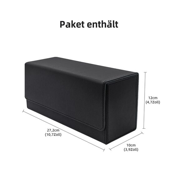 Tolesum Card Deck Box for MTG, Gathering Kartenbox für 580+ Ungesleevte Karten/ 35pt/130pt Sammelkarten Hüllen, PU Leder Magnetic Sammelkarten Box Kompatibel Magic Commander TCG Karten-Schwarz&Grau