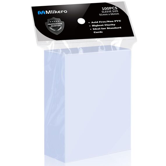Mlikero 100 Stück Standard Soft Kartenhüllen, Transparente Kartenhüllen Passend für MTG Karten, Sammelkarten, Sportkarten, Karten Hüllen 66 x 91 mm
