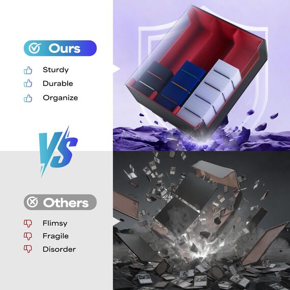 UAONO Sammelkarten-Aufbewahrungsboxen für 1800+ Karten, Premium Magnetic Deck Boxen, Leather Deck Case mit Trennwänden, Spielkarten Deck Boxe für TCG MTG YuGiOh Karten (Schwarz und Rot)