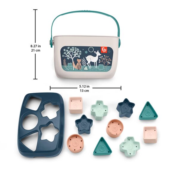 Fisher-Price - Babys erste Bausteine – Marineblaues Kitz, Set mit 10 Bausteinen zum Stapeln und Sortieren, Bauspielzeug, Babyspielzeug für Kleinkinder ab 6 Monaten, HJP20