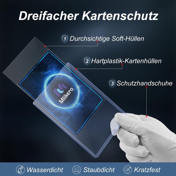 Mlikero 400 Stück Karten Hüllen, 3"X4" Hartkartenhüllen, Sammelkartenhüllen passend für MTG, Sammelkarten, Sportkarten (200 Hartkartenhüllen + 200 Transparente Kartenhüllen)