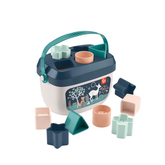 Fisher-Price - Babys erste Bausteine – Marineblaues Kitz, Set mit 10 Bausteinen zum Stapeln und Sortieren, Bauspielzeug, Babyspielzeug für Kleinkinder ab 6 Monaten, HJP20