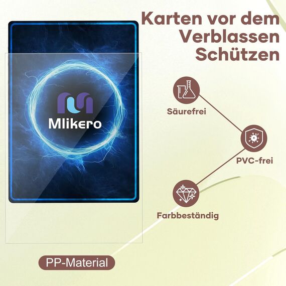 Mlikero 100 Stück Standard Soft Kartenhüllen, Transparente Kartenhüllen Passend für MTG Karten, Sammelkarten, Sportkarten, Karten Hüllen 66 x 91 mm