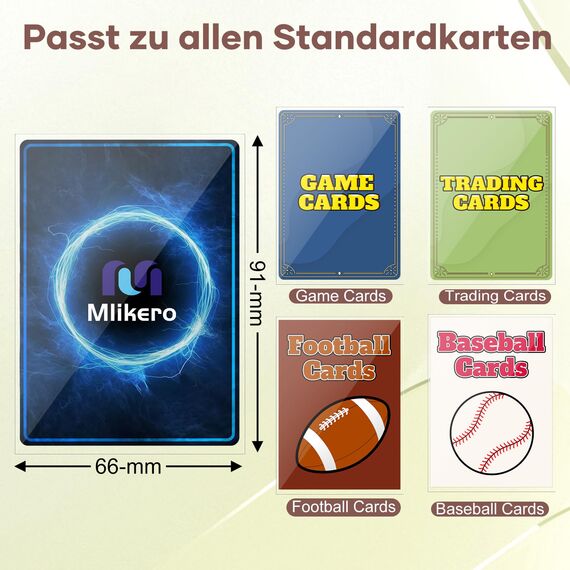 Mlikero 100 Stück Standard Soft Kartenhüllen, Transparente Kartenhüllen Passend für MTG Karten, Sammelkarten, Sportkarten, Karten Hüllen 66 x 91 mm