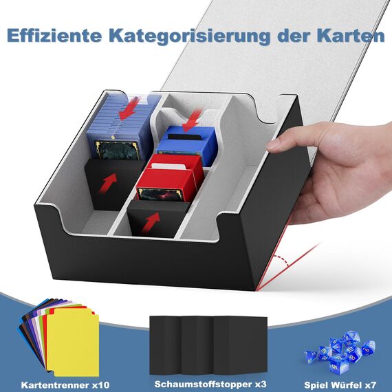 Mlikero Sammelkarten Aufbewahrungsbox, Magnetische Karten Deck-Box fit für MTG und Sports Karten, Premium Aufbewahrungsbox Sammelkarten Box