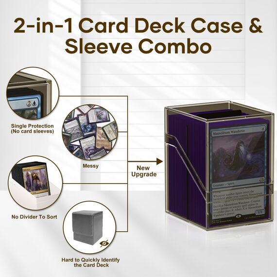 Mlikero 6 Stück Card Deck Boxen, Schwarz Commander Kartenbox mit 600Pcs Kartenhüllen und Kartentrenner, Standardformat Deckbox Sammelkarten Box Fit für MTG, Sammelkarten, Sportkarten (6 Farben)