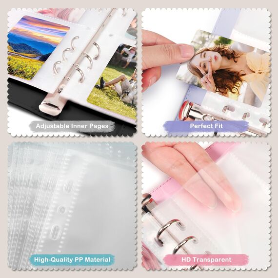 A5-Bindekarte Sammler mit 30 Pack 4-Pocket-Seiten,6 Ringbuch-Album mit 240 Kartenfächern, PU-Leder-Bindemittel mit magnetischem Schnallenverschluss zum Organisieren von Sammelkarten, K-Pop-Fotokarten